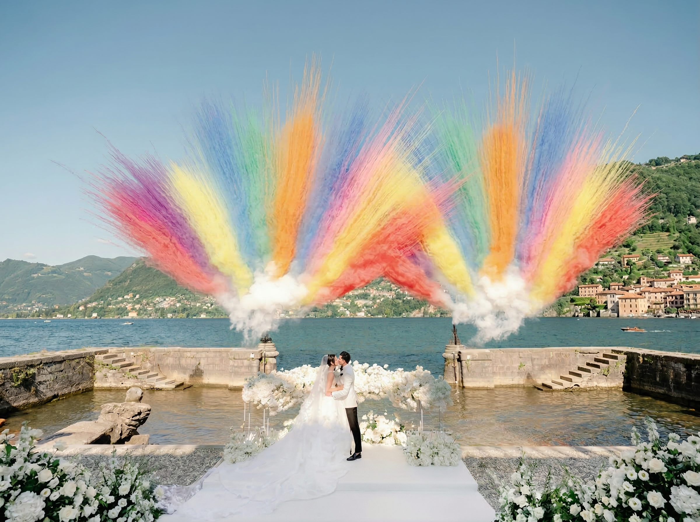 Multi-colours wedding fireworks display